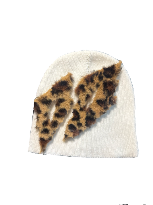 Leopard fluff beanie