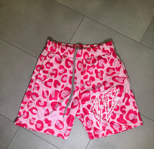 pink leopard shorts